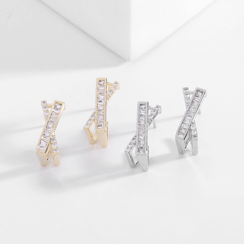 Hot Sale🎁French Style Zircon Cross Earrings