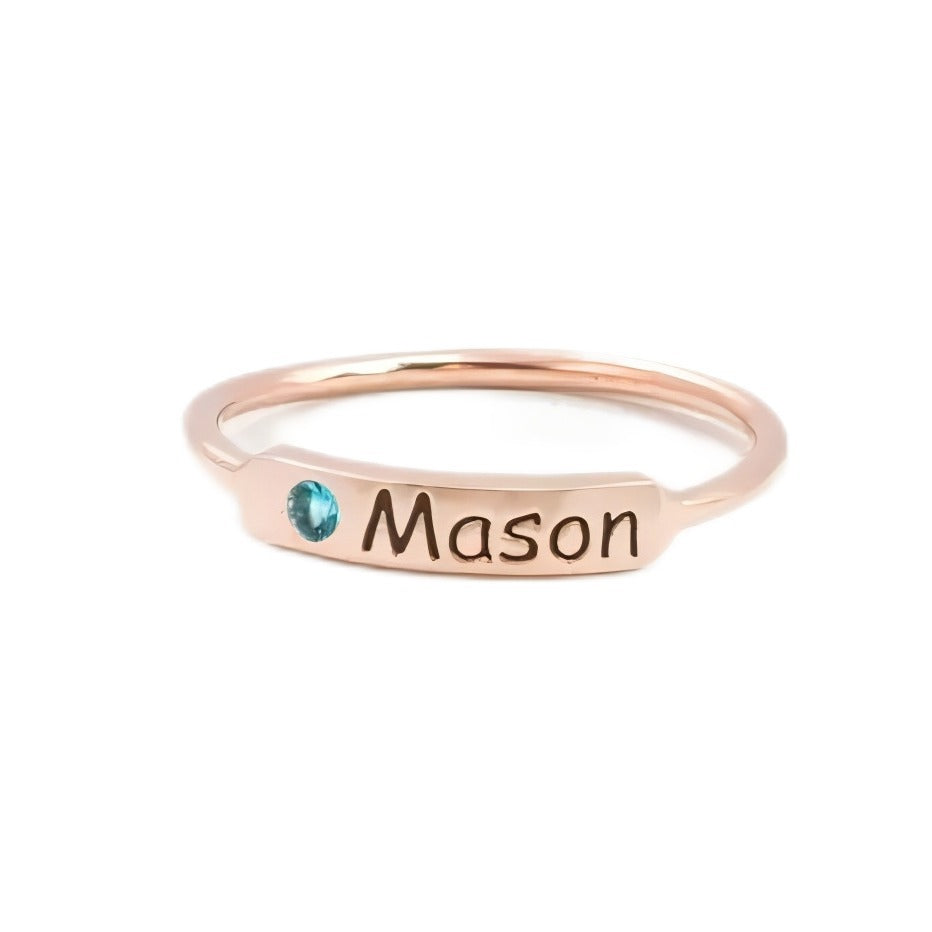 FOR MEMORIAL - CUSTOM NAME & BIRTHSTONR RING