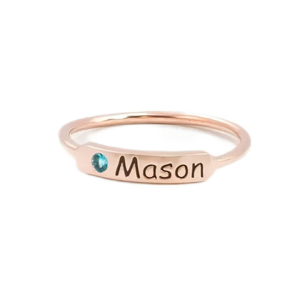 FOR MEMORIAL - CUSTOM NAME & BIRTHSTONR RING