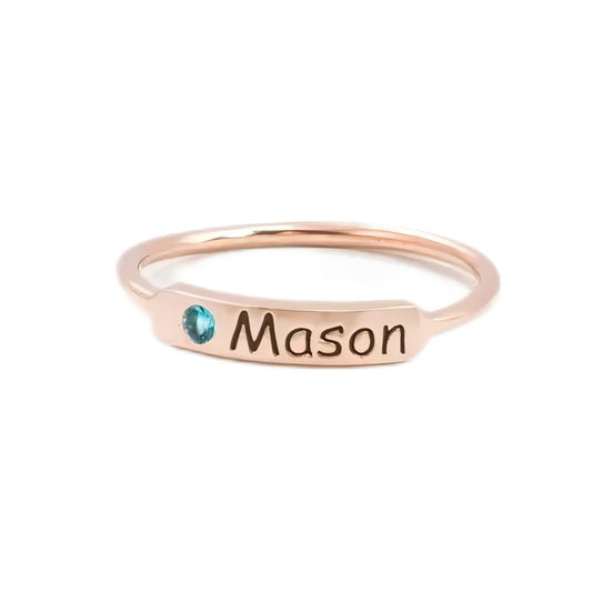 FOR MEMORIAL - CUSTOM NAME & BIRTHSTONR RING