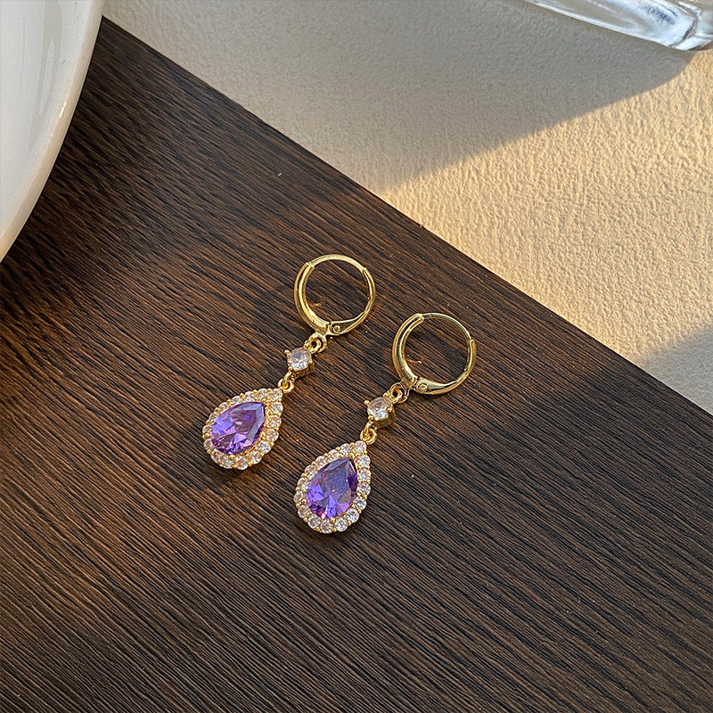 🌸Mother's Day Hot Sale✨PURPLE ZIRCON DROP SHAPE EARRINGS