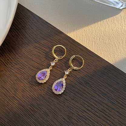 🌸Mother's Day Hot Sale✨PURPLE ZIRCON DROP SHAPE EARRINGS