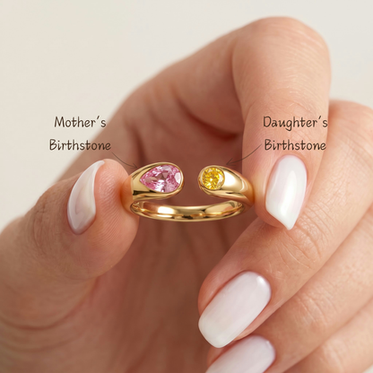 Mother&Daughter Unbreakable Bond Personalized Double Birthstone Ring