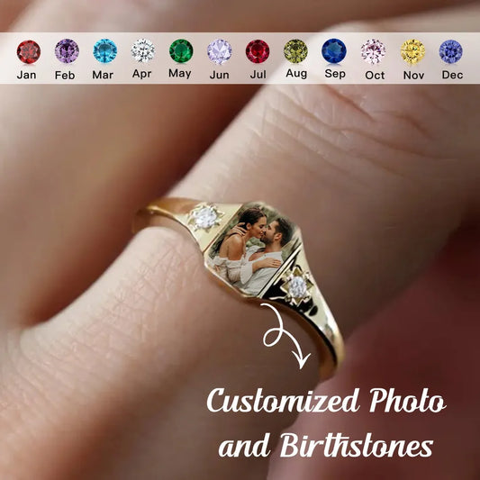 For Love-Photo Birthstone Custom Ring