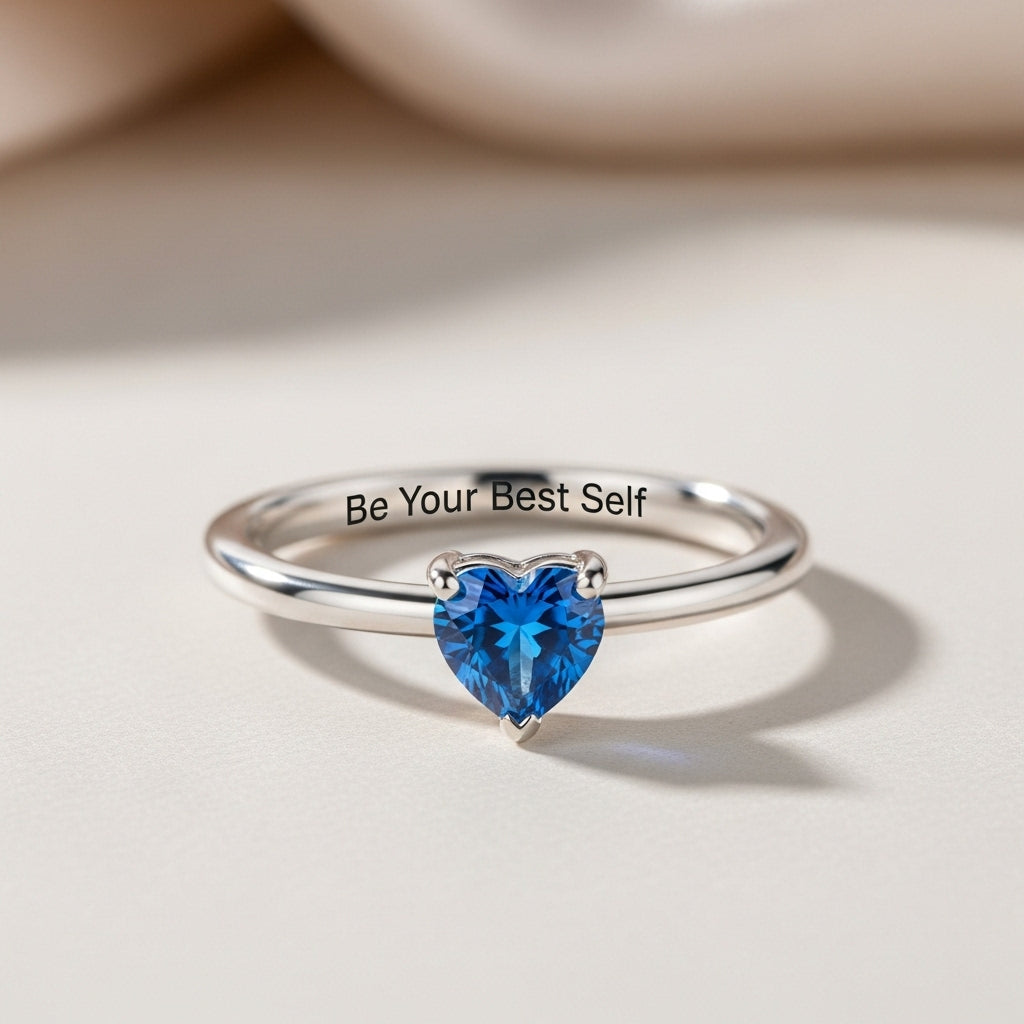 Be Your Best Self Heart Birthstone Ring