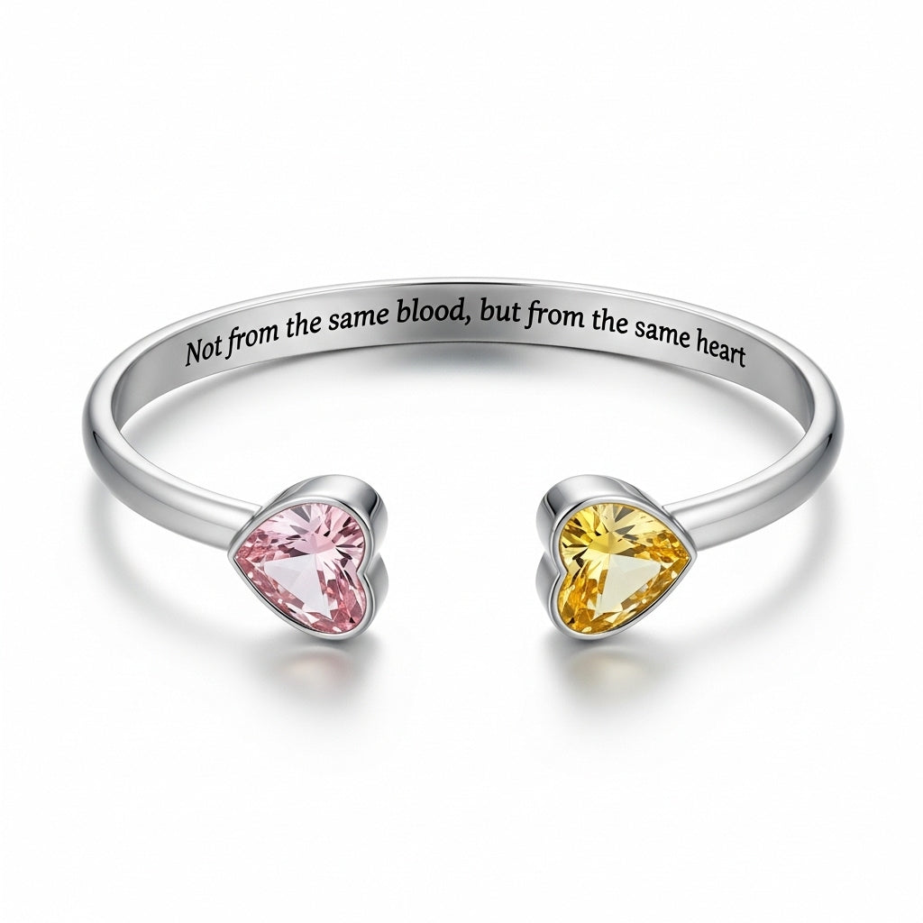 For Friend -Not Sisters By Blood But Sisters By Heart Custom Birthstones Bracelet