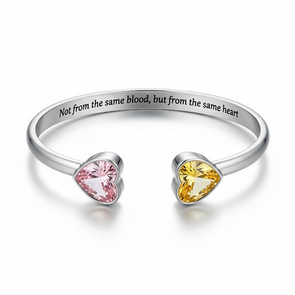 For Friend -Not Sisters By Blood But Sisters By Heart Custom Birthstones Bracelet