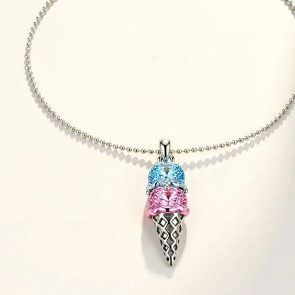 For Granddaughter- Custom Sweet Ice Cream Birthstones Necklace