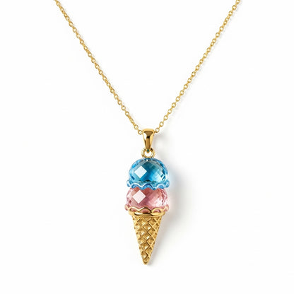 For Love- Custom Sweet Ice Cream Birthstones Necklace