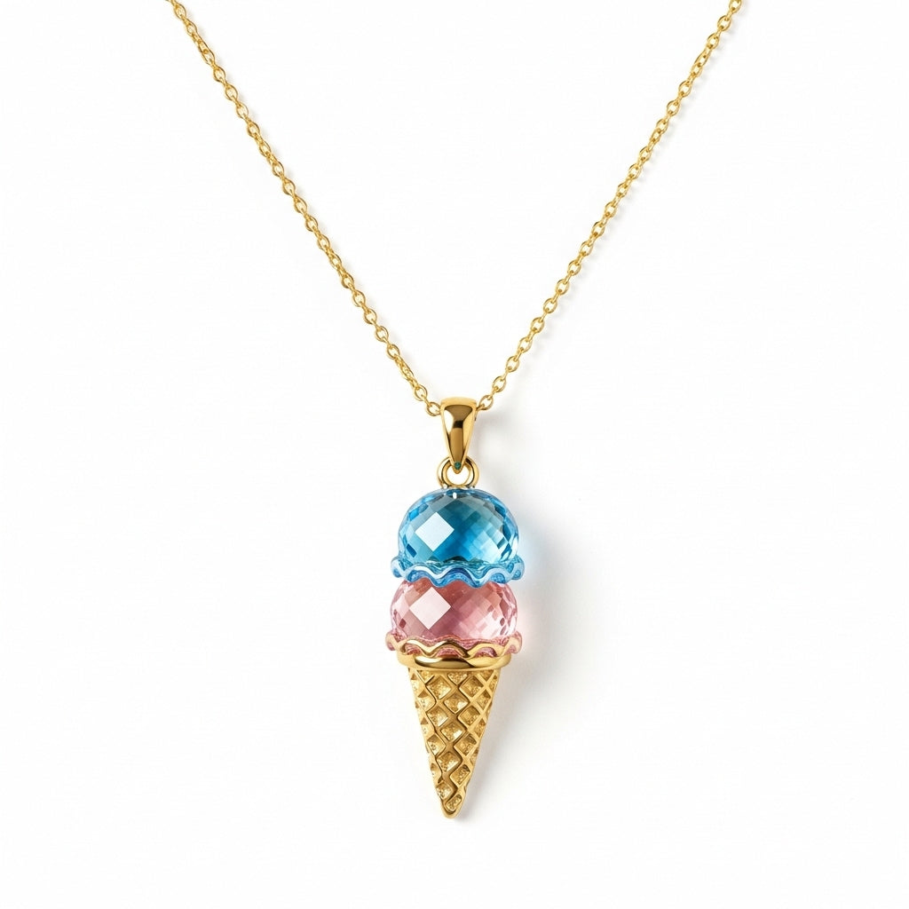 For Friend- Custom Sweet Ice Cream Birthstones Necklace