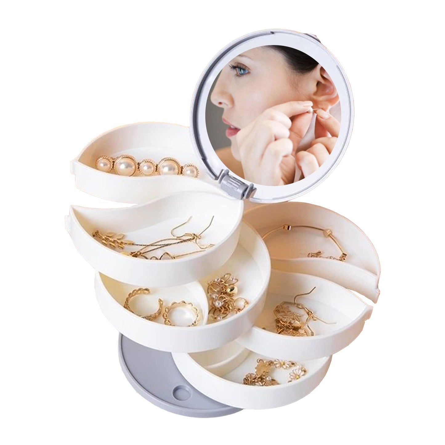 🌸MIRROR ROTATION JEWELRY STORAGE BOX