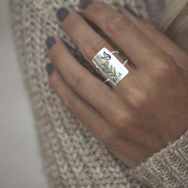 S925 Sterling Silver Flower Butterfly Bee Dragonfly Ring