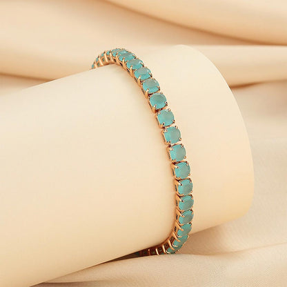 Thalassophile Teal Matte Crystal Tennis Bracelet