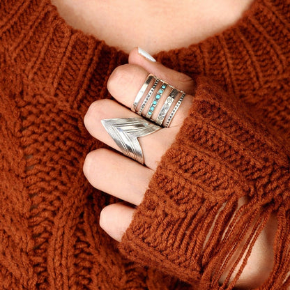 Bohemian Turquoise Engraved Ring