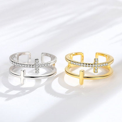 🎁Christmas Sale🎄To My Daughter "Pray Through It" Twin Band Cross Ring