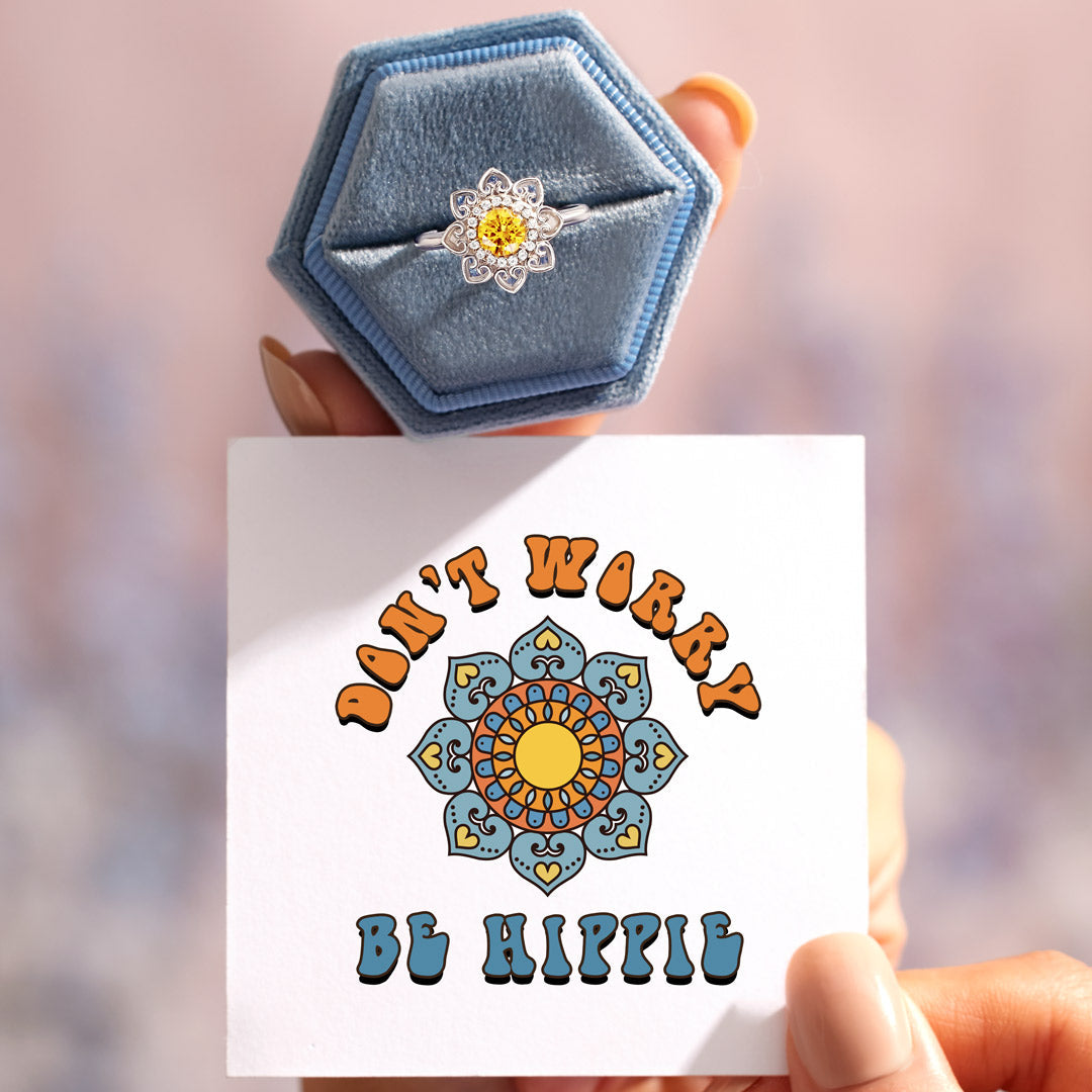 Don't Worry Be Hippie Mandala Ring