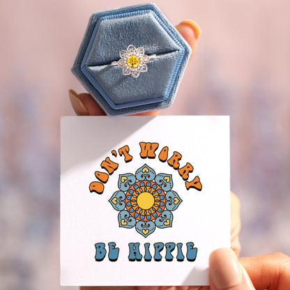 Don't Worry Be Hippie Mandala Ring