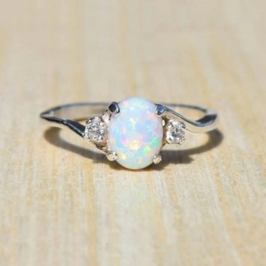 Oval Cut Fire Opal Ring