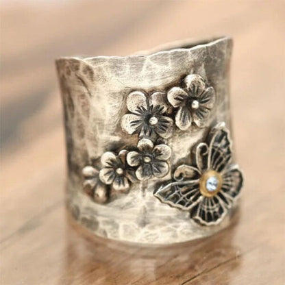 925 Sterling Silver Dragonfly Sapphire Ring