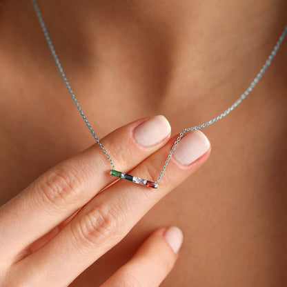 For Friend- Custom Baguette Birthstone Necklace