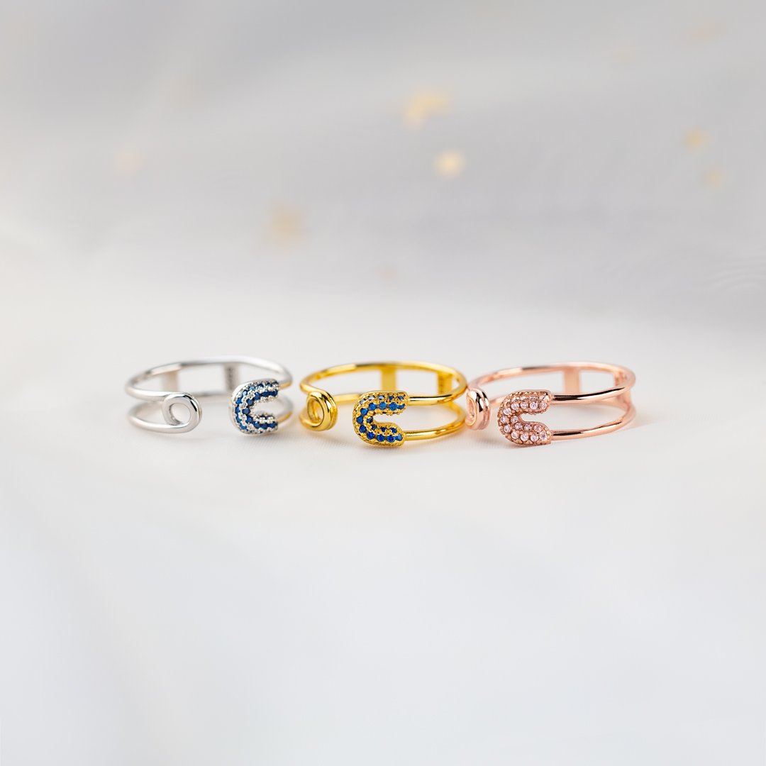 Be Safe And Happy Safety Pin Ring