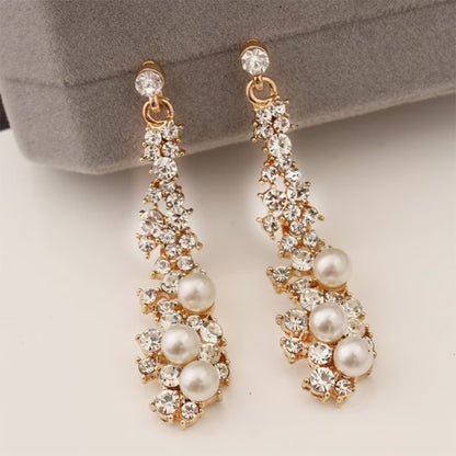 Pearl Moissanite Dangle Chandelier Drop Earrings