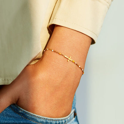 We Never Walk Alone Cross Bracelet