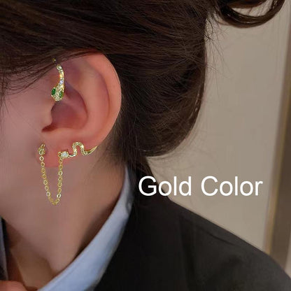 Shiny Zircon Snake Ear Hanging Ear Clip Cuff For Women