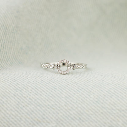 925 Sterling Silver Good Times And Bad Times Emotional Support Pavé Open Circle Ring
