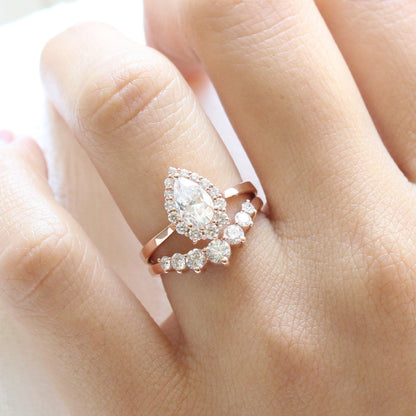 Tiara Halo Pear Ring Two Piece Set