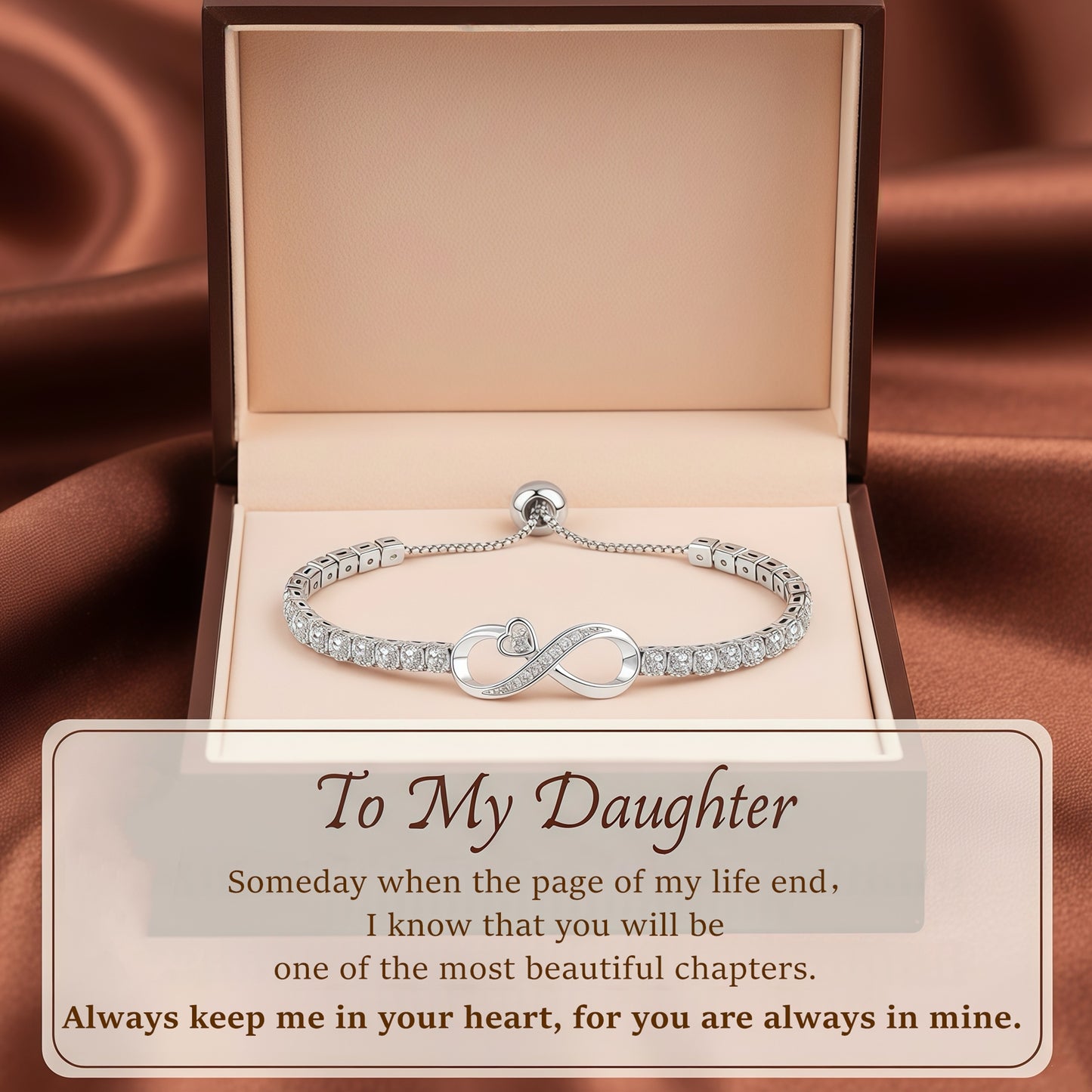 To My Daughter- Keep Me In Your Heart Infinity Bracelet