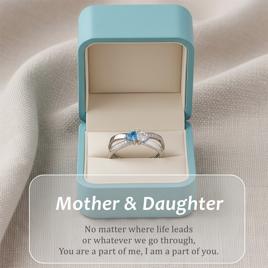 For My Daughter- Custom Promise Two Heart Birthstone Ring