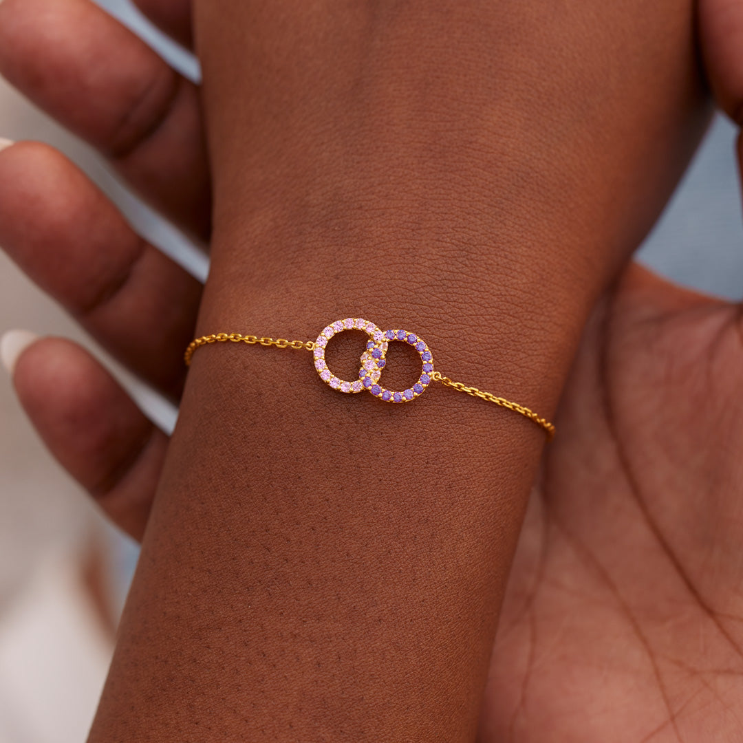 Mother & Daughter Birthstone Knitted Interlocking Bracelet