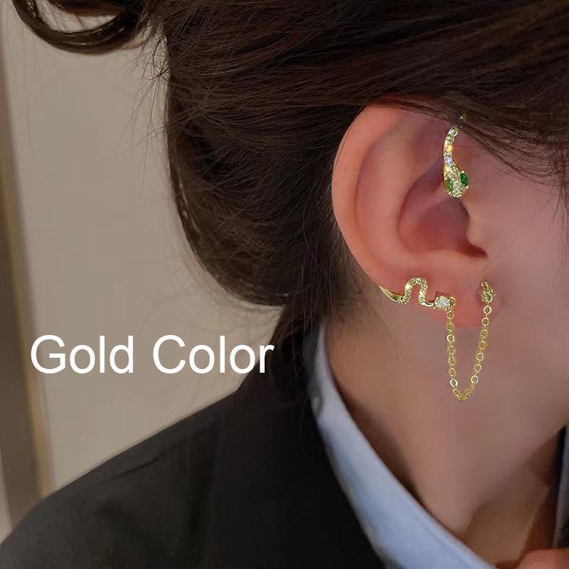 Shiny Zircon Snake Ear Hanging Ear Clip Cuff For Women