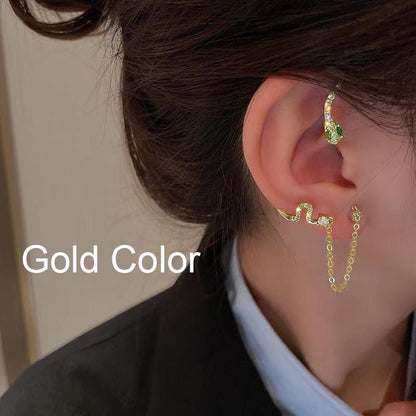 Shiny Zircon Snake Ear Hanging Ear Clip Cuff For Women