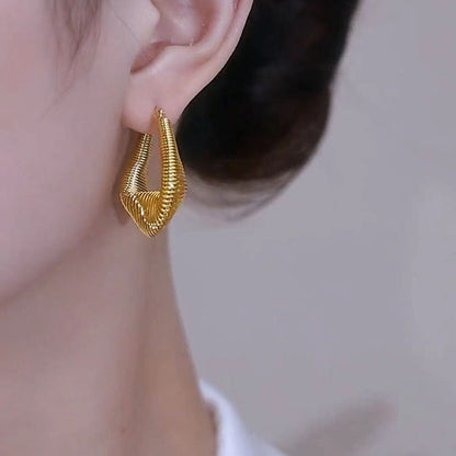 Golden French Style Wavy Earrings