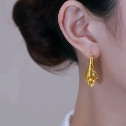 Golden French Style Wavy Earrings