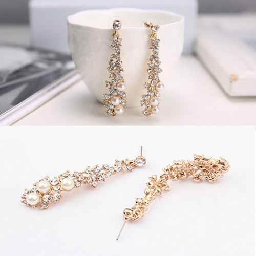 Pearl Moissanite Dangle Chandelier Drop Earrings