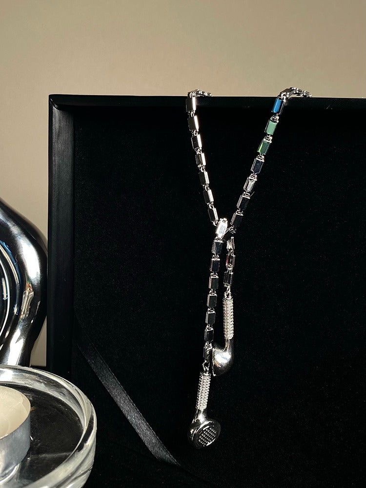 Shiny Zircon Slightly Inlaid Earphone Necklace
