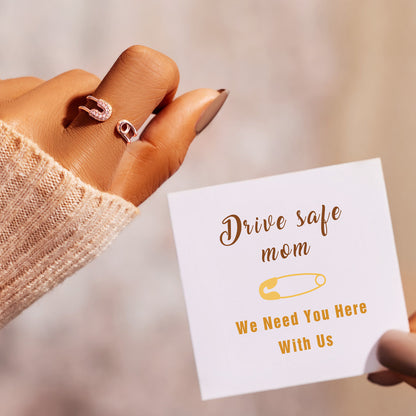 Drive Safe, Mom Safety Pin Ring