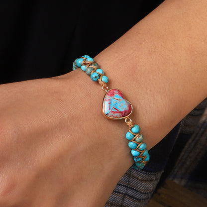 Handmade Natural Stone Heart Bracelet