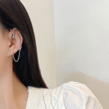 Shiny Zircon Snake Ear Hanging Ear Clip Cuff For Women