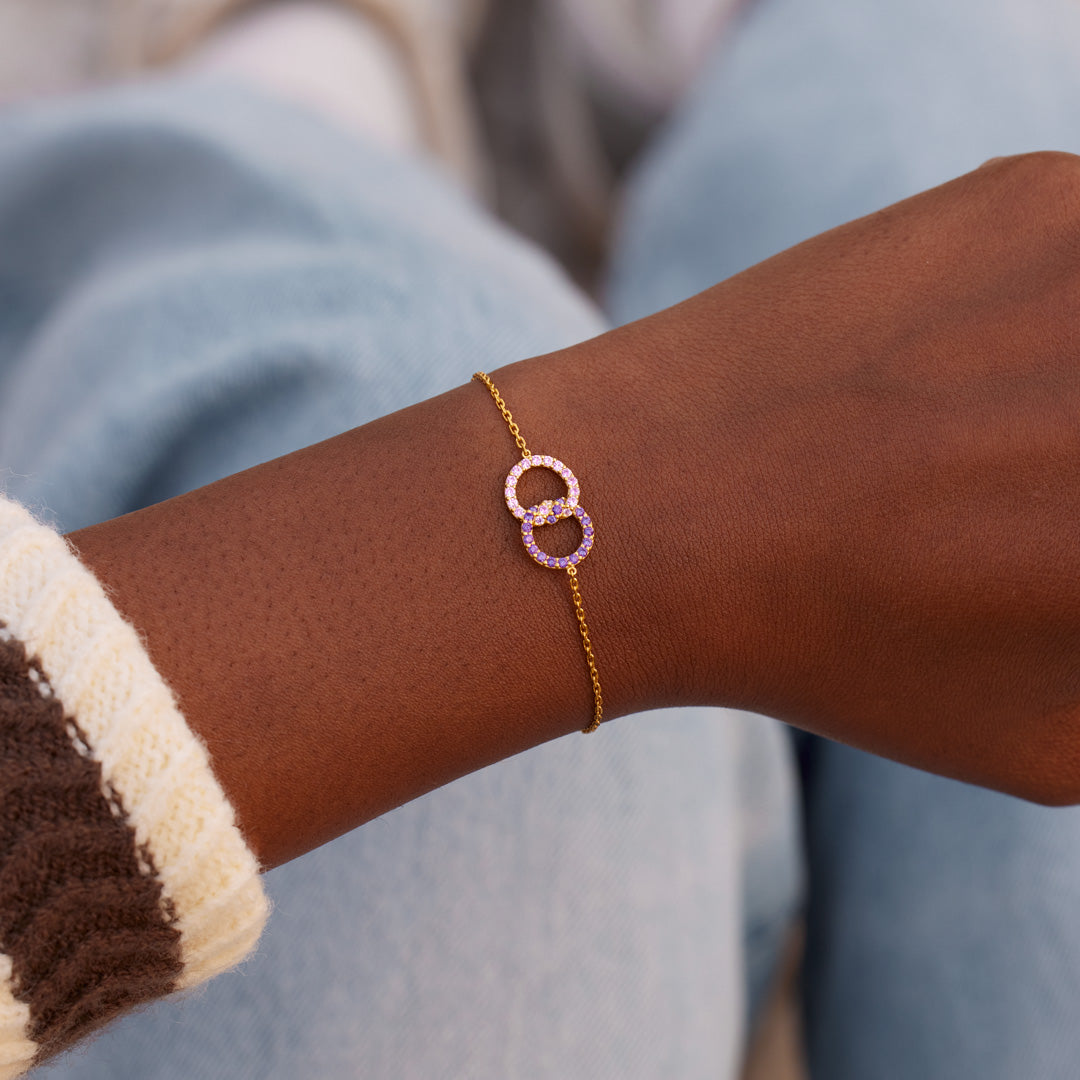 Mother & Daughter Birthstone Knitted Interlocking Bracelet