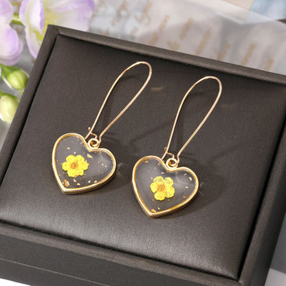 Heart Forget Me Not Flower Earrings