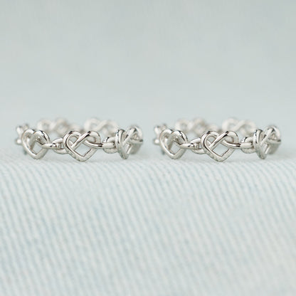 925 Sterling Silver Mother & Daughter Always Connected Infinity Heart Knot Ring