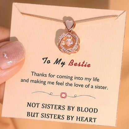 For Friend - Not Sisters By Blood But Sisters By Heart Love Knot Necklace