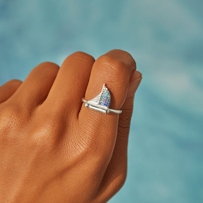 High Tide Or Low Tide Sailing Ship Ring