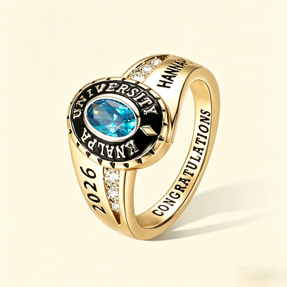 Personalized Engraved Birthstone Graduation Ring - Gifts for Graduates
