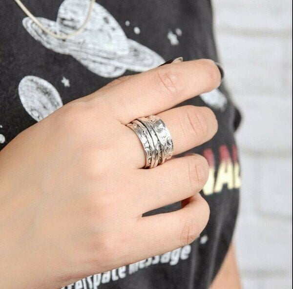 925 Sterling Silver Spinner Star Moon Sun Ringe