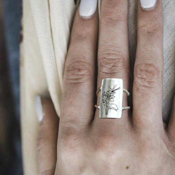 S925 Sterling Silver Flower Butterfly Bee Dragonfly Ring